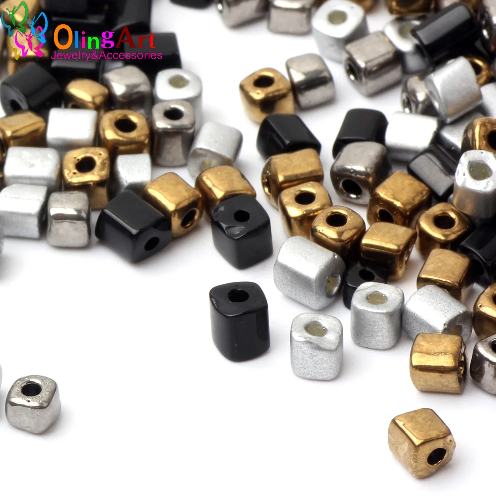 OlingArt 2019 новые смешанные цвета 3x4 мм квадратные стеклянные бусины 85 г трубки