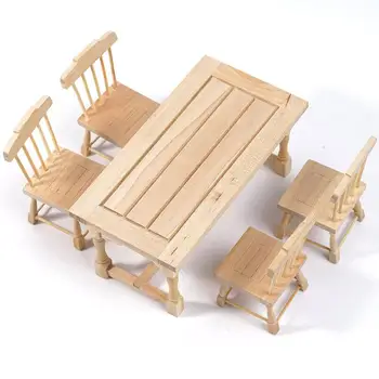 Wood Dollhouse 5pcs/set Plain Table And Wood Chair Furniture Wooden Baby Miniatures Accessories Children Diy Dollhouse Decor Toy
Wood Dollhouse 5pcs/set Plain Table And Wood Chair Furniture Wooden Baby Miniatures Accessories Children Diy Dollhouse Decor Toy