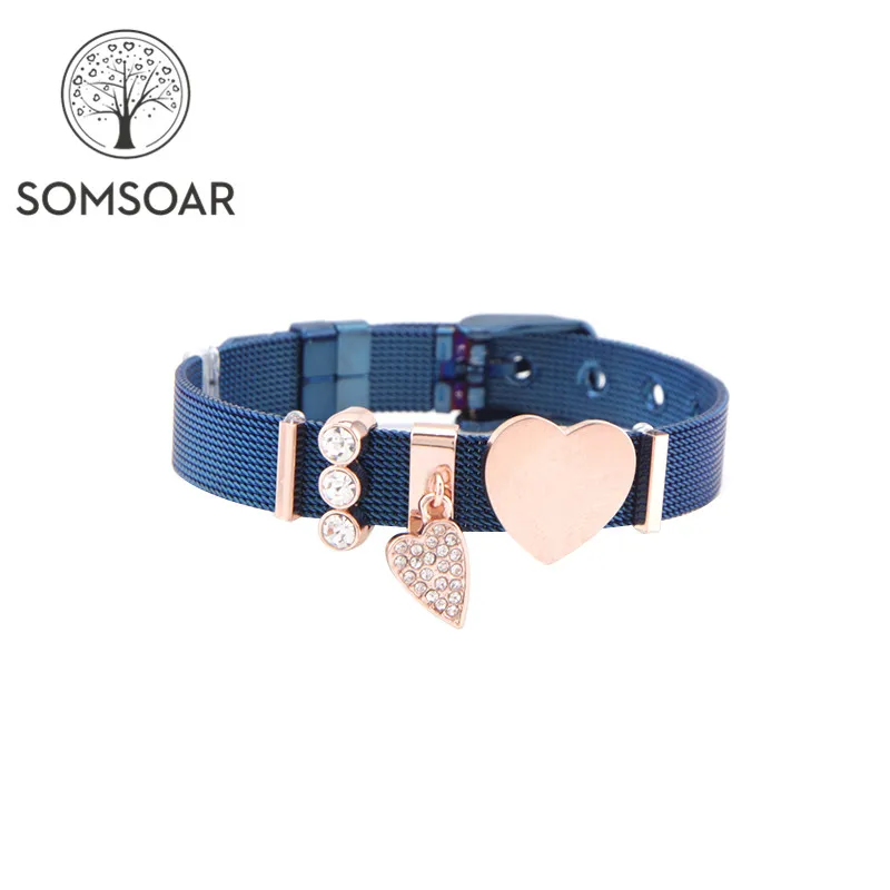 Dropshipping Somsoar Jewelry Stainless Steel Heart Slide Charms Mesh Bracelet Set can laser logo/name as Personalized gift
Dropshipping Somsoar Jewelry Stainless Steel Heart Slide Charms Mesh Bracelet Set can laser logo/name as Personalized gift