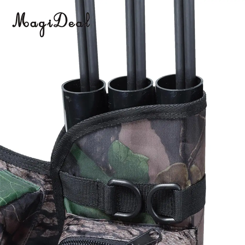 MagiDeal Archery 3 Tubes Arrow Quiver Holder Belt Waist Back Side Quiver Recurve Bow Hunting Camo