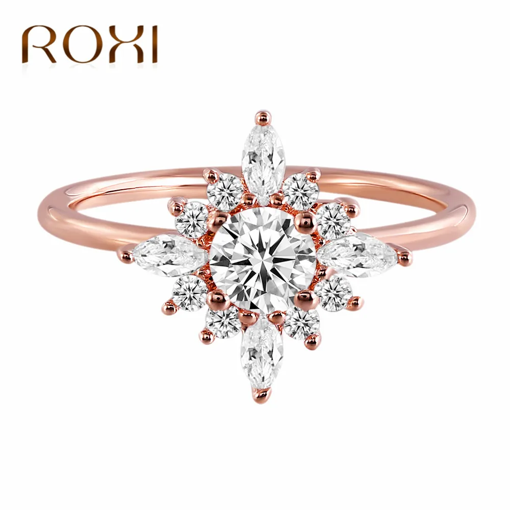 ROXI CZ Stone Ring Jewelry Bague Femme Rose Gold Color Flower Crystal Wedding Rings for Women Drop Shipping Gift anillos mujer
ROXI CZ Stone Ring Jewelry Bague Femme Rose Gold Color Flower Crystal Wedding Rings for Women Drop Shipping Gift anillos mujer