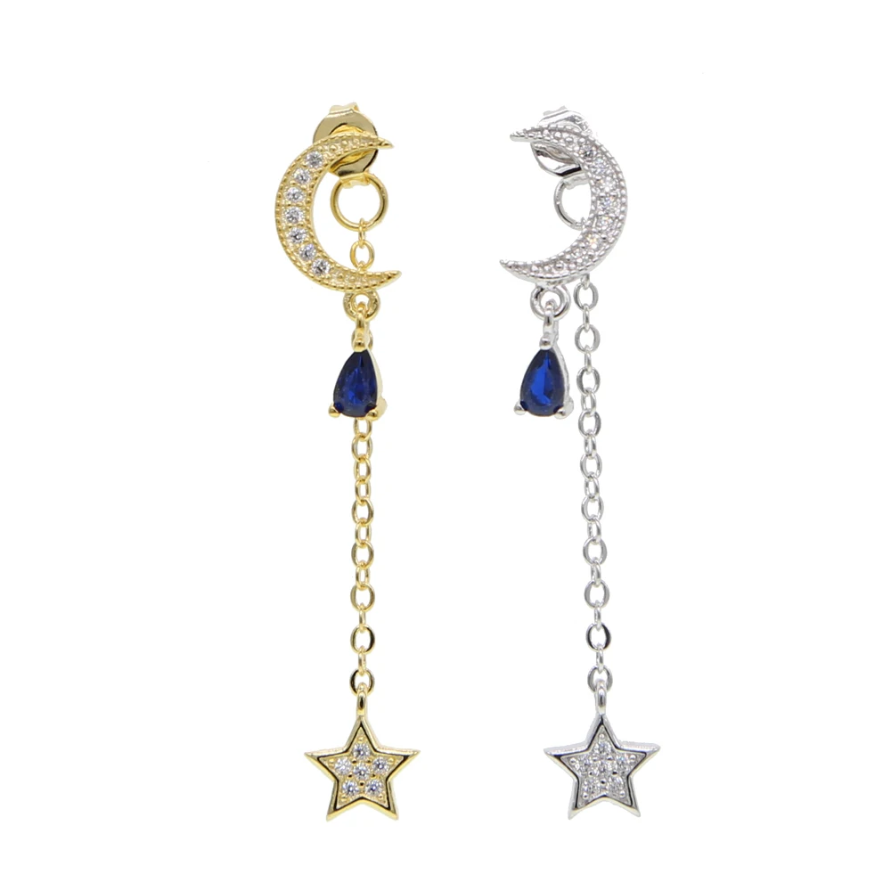 tear drop blue cz charm dangle earring 2019 new design moon star white CZ fashion trendy women dainty tassel chain jewelry
tear drop blue cz charm dangle earring 2019 new design moon star white CZ fashion trendy women dainty tassel chain jewelry