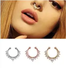 Vintage Clip on Earrings Crystal Ear Cuff Non Pierced Earrings Nose Ring New Fashion Women Earrings punk rock earcuff brincos(China)