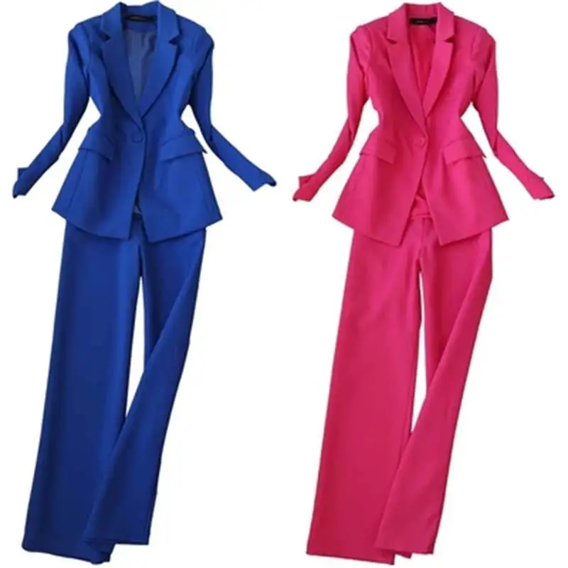 Pant Suits Women Autumn New High quality spring one button fashion slim long sleeve small suit straight wide leg pants two sets
Pant Suits Women Autumn New High quality spring one button fashion slim long sleeve small suit straight wide leg pants two sets