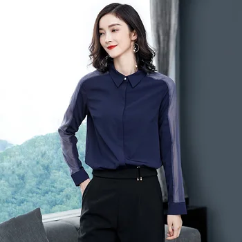 2020 Patchwork Mesh Sleeve Chiffon Shirt New Chic Early Autumn Women Long Sleeve Korean Loose Business Shirt Chiffon Blouse Navy
2020 Patchwork Mesh Sleeve Chiffon Shirt New Chic Early Autumn Women Long Sleeve Korean Loose Business Shirt Chiffon Blouse Navy