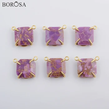 BOROSA 5/10PCS Square Gold Claw Muscovite Sugilite Connectors Faceted Double Charms Fashion Jewelry for Necklace DIY ZG0417
BOROSA 5/10PCS Square Gold Claw Muscovite Sugilite Connectors Faceted Double Charms Fashion Jewelry for Necklace DIY ZG0417