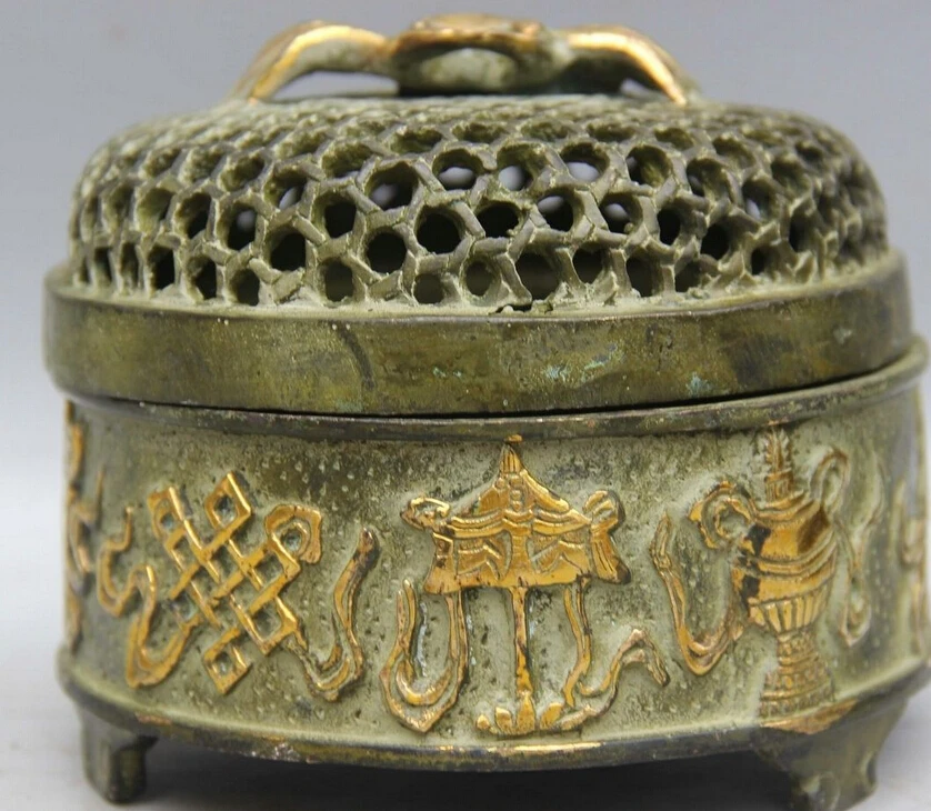 JP S0524 5 Marked Chinese Bronze Gold 8 Auspicious Symbol Crab Incense Burner Censer
JP S0524 5 Marked Chinese Bronze Gold 8 Auspicious Symbol Crab Incense Burner Censer