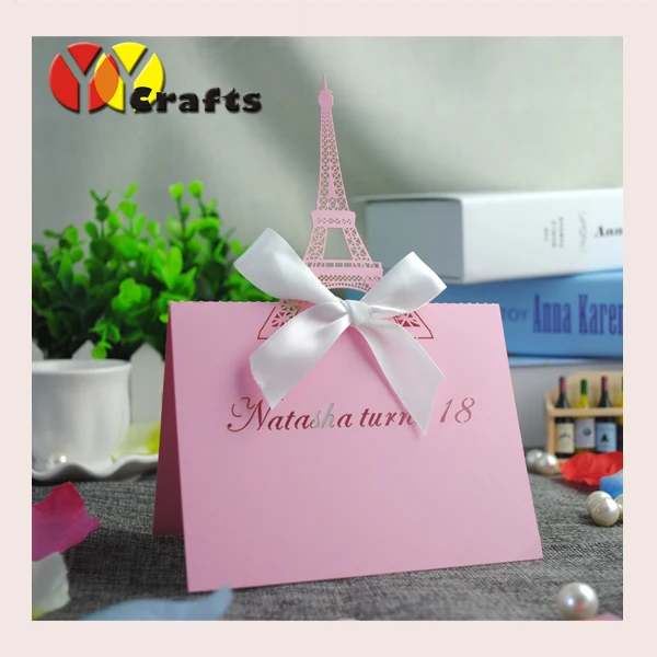 100PCS newest design lovely pink Eiffel place card seat card with personalize wedding name and date on it for table decoration
100PCS newest design lovely pink Eiffel place card seat card with personalize wedding name and date on it for table decoration