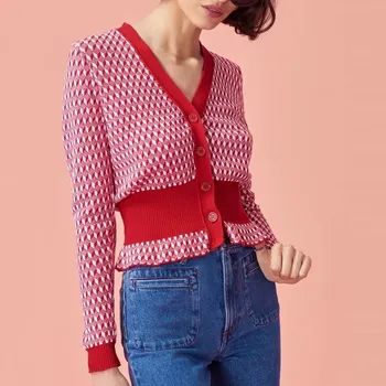 2018 Autumn Women Long Sleeve Plaid Print Sweaters Button Knitted V Neck Sweaters Fashion Casual Slim Sweater Tops
2018 Autumn Women Long Sleeve Plaid Print Sweaters Button Knitted V Neck Sweaters Fashion Casual Slim Sweater Tops