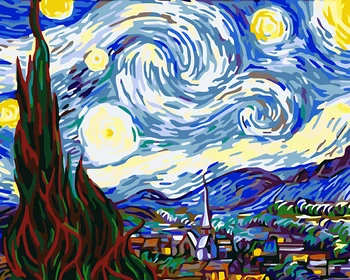 

The Best Pictures DIY Digital Oil Painting Paint By Numbers Christmas Birthday Unique Gift 40x50cm Van Gogh Starry Night