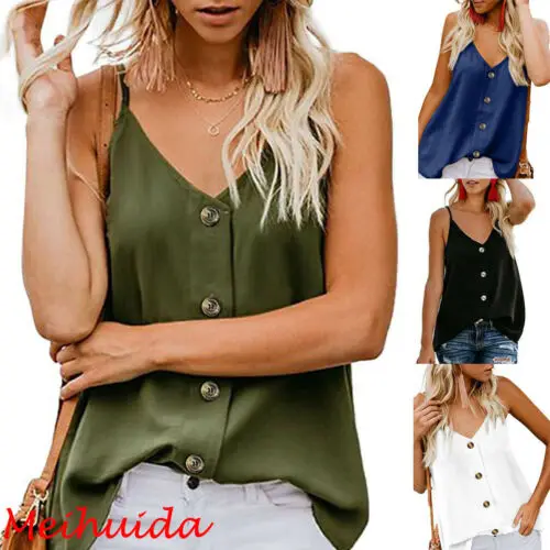 2019 Hot Sale New Fashion Women Button Sleeveless Solid Tops Vest Tank Summer Soft Clothes Black White Navy Blue Army Green
2019 Hot Sale New Fashion Women Button Sleeveless Solid Tops Vest Tank Summer Soft Clothes Black White Navy Blue Army Green
