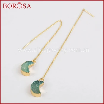 BOROSA Gold Color Rainbow Titanium Druzy Moon Threader Earrings,Druzy Geode Stone Dangle Earrings Drop Earrings for Women G1243
BOROSA Gold Color Rainbow Titanium Druzy Moon Threader Earrings,Druzy Geode Stone Dangle Earrings Drop Earrings for Women G1243