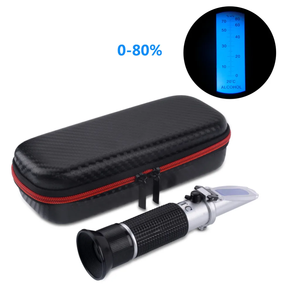 

Hot New Shockproof Packaging Hand-held 0-80% Alcohol Refractometer Alcohol Concentration Meter Liquor Alcohol Tester