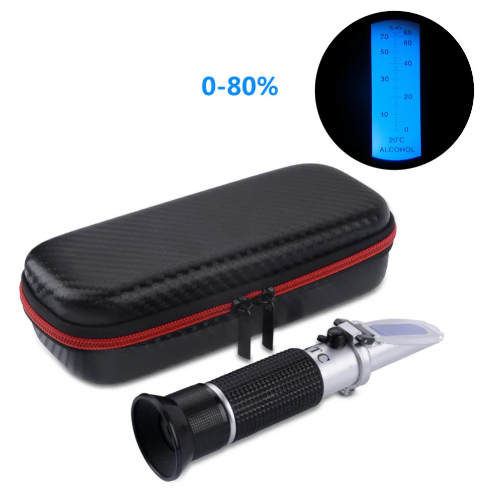 Hot New Shockproof Packaging Hand-held 0-80% Alcohol Refractometer Alcohol Concentration Meter Liquor Alcohol Tester
Hot New Shockproof Packaging Hand-held 0-80% Alcohol Refractometer Alcohol Concentration Meter Liquor Alcohol Tester