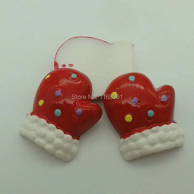 1pcs/lot resin flatback colorful glove 26mm Cabochons Scrapbooking Hair Bow Center DIY Christmas decration C106-3