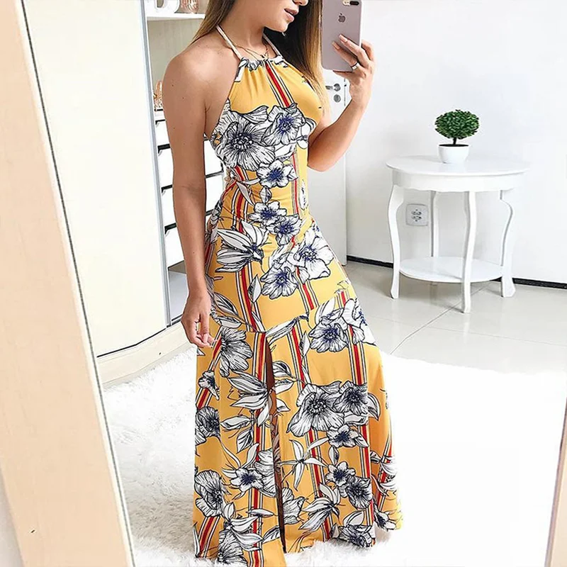 Floral Print Halter Maxi Dress Women Sleeveless Summer Long Dress Boho Beach Dress Tunic Maxi Dress Sundress Vestidos de festa
Floral Print Halter Maxi Dress Women Sleeveless Summer Long Dress Boho Beach Dress Tunic Maxi Dress Sundress Vestidos de festa
