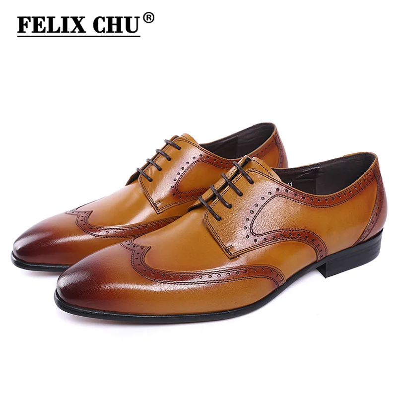 FELIX CHU New Genuine Leather Lace Up Men Wingtip Brogue Shoes Black Yellow Office Party Wedding Suit Formal Derby Shoes
FELIX CHU New Genuine Leather Lace Up Men Wingtip Brogue Shoes Black Yellow Office Party Wedding Suit Formal Derby Shoes