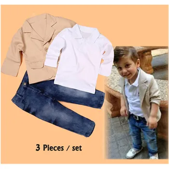 2018 New Arrival Baby Boys Clothing Sets 3 Pieces Blazer+T Shirt+Jeans European Style Children clothes Casual Suits Kids Wear
2018 New Arrival Baby Boys Clothing Sets 3 Pieces Blazer+T Shirt+Jeans European Style Children clothes Casual Suits Kids Wear