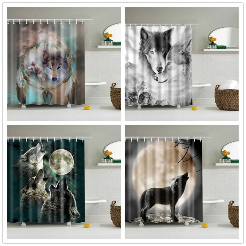 Wolves printed 3d shower curtains with hooks waterproof polyester cloth bathroom screen bath curtain set
Wolves printed 3d shower curtains with hooks waterproof polyester cloth bathroom screen bath curtain set