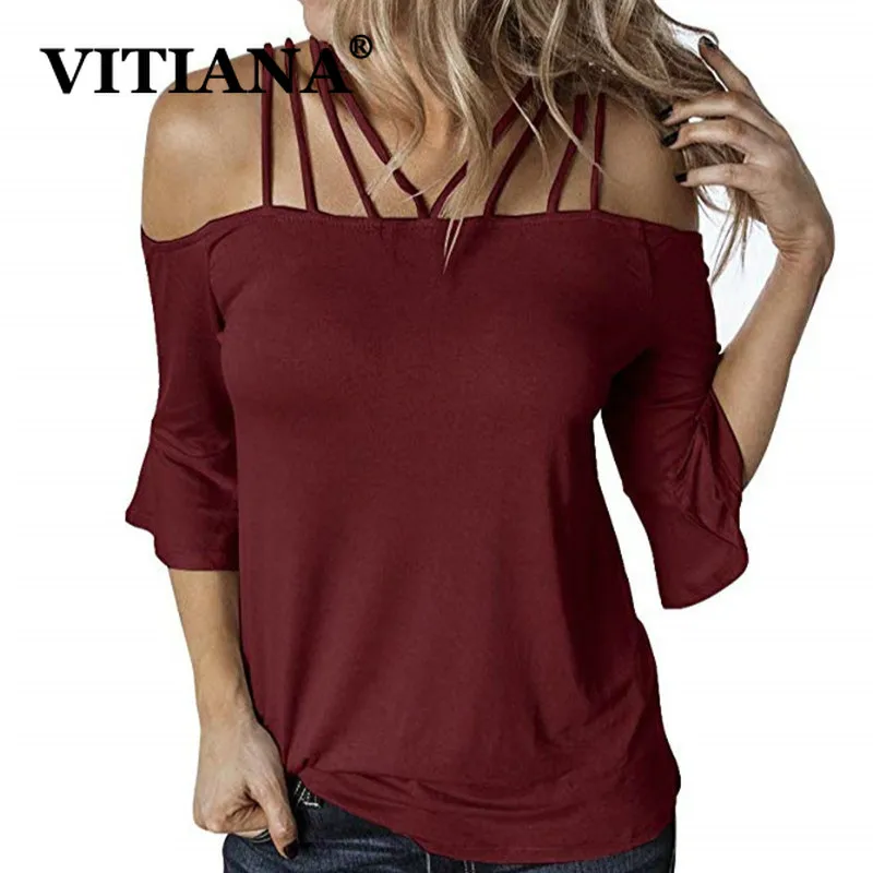 VITIANA Women Casual T-Shirt Summer 2019 Female Slash Neck Hollow Out Flare Sleeve Solid Black Tshirt Ladies Sexy Beach Tees
VITIANA Women Casual T-Shirt Summer 2019 Female Slash Neck Hollow Out Flare Sleeve Solid Black Tshirt Ladies Sexy Beach Tees