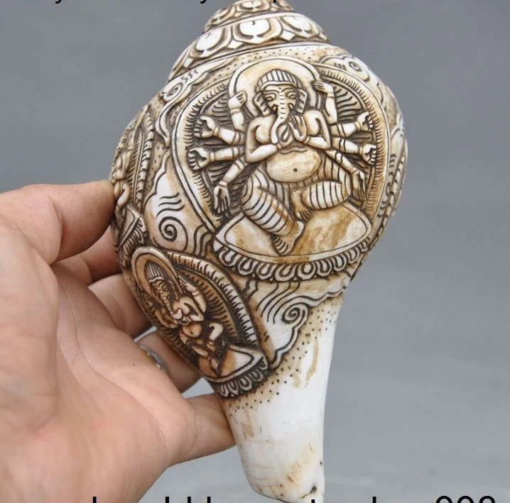 Tibetan temple Conch Shell Trumpet Horn Ganesha Elephant Jambhala buddha statue
Tibetan temple Conch Shell Trumpet Horn Ganesha Elephant Jambhala buddha statue