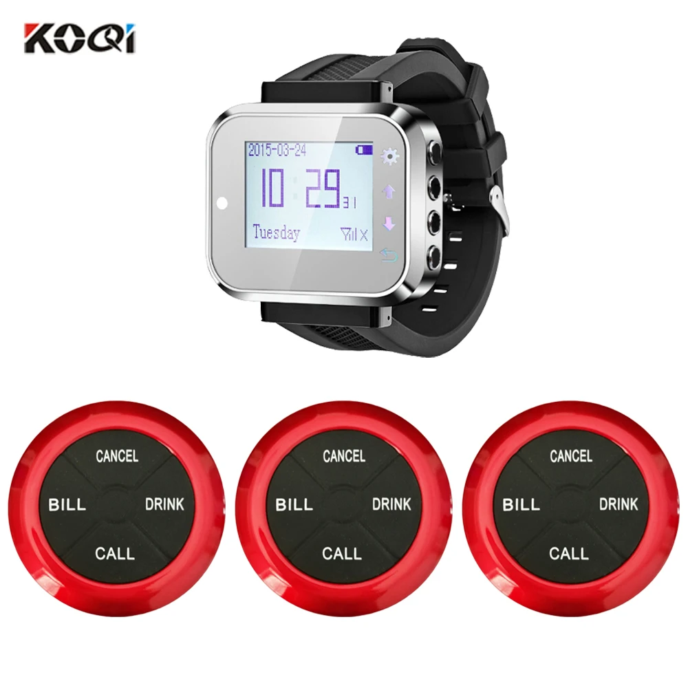 Wireless Calling System With Transmitter Button Receiver Watch Wireless Restaurant Table Service Call Bell
Wireless Calling System With Transmitter Button Receiver Watch Wireless Restaurant Table Service Call Bell
