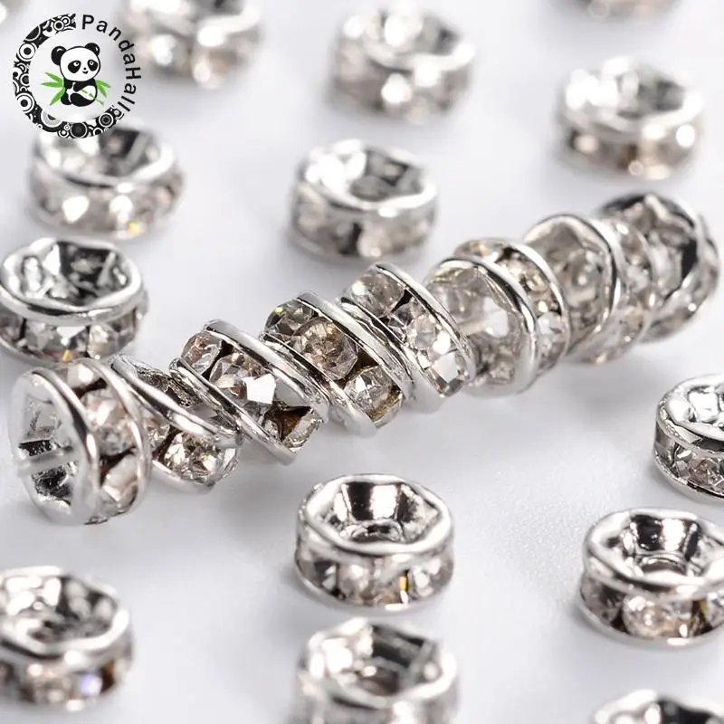 100pc grade a rhinestone spacer beads, clear, brass, Metal color, nickel free, about 4mm in diameter, 2mm thick; hole: 0.8mm
100pc grade a rhinestone spacer beads, clear, brass, Metal color, nickel free, about 4mm in diameter, 2mm thick; hole: 0.8mm