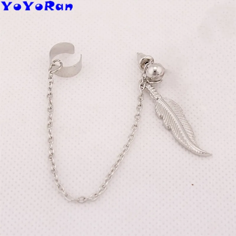 1 Piece Silver feather leaf pendant tassel chain clip earrings ear cuff for woman man bar stage long single earring jewelry
1 Piece Silver feather leaf pendant tassel chain clip earrings ear cuff for woman man bar stage long single earring jewelry