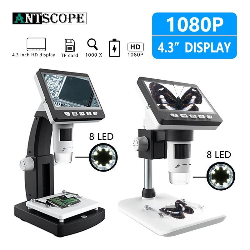 PROSTORMER 1000X 4.3 Inches HD 1080P Portable Desktop LCD Digital Microscope 8 Adjustable LED Microscope With Stand Microscopio
PROSTORMER 1000X 4.3 Inches HD 1080P Portable Desktop LCD Digital Microscope 8 Adjustable LED Microscope With Stand Microscopio