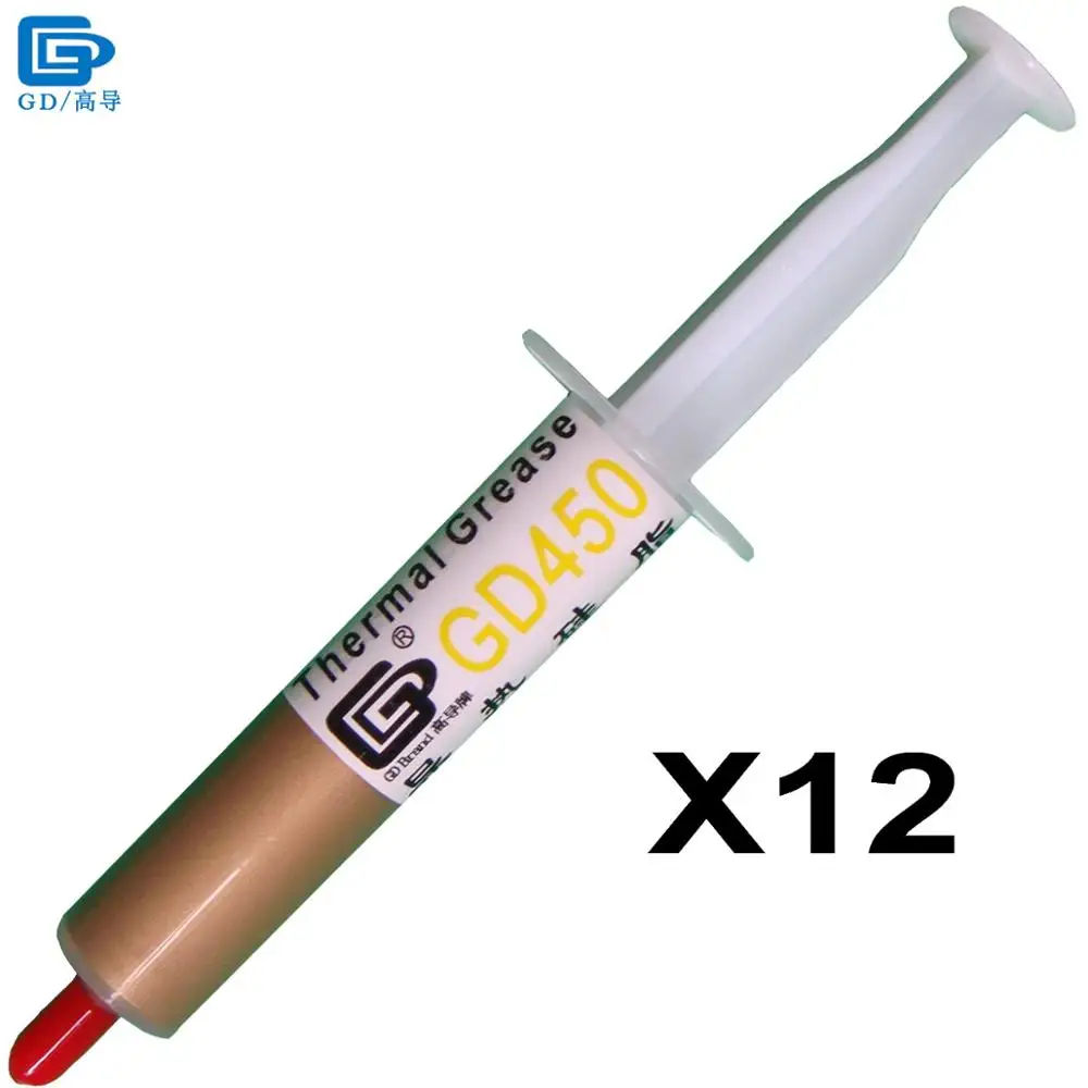GD Brand Thermal Conductive Paste Grease Silicone Plaster GD450 Heat Sink Compound 12 Pieces Net Weight 15 Grams Golden SY15
GD Brand Thermal Conductive Paste Grease Silicone Plaster GD450 Heat Sink Compound 12 Pieces Net Weight 15 Grams Golden SY15