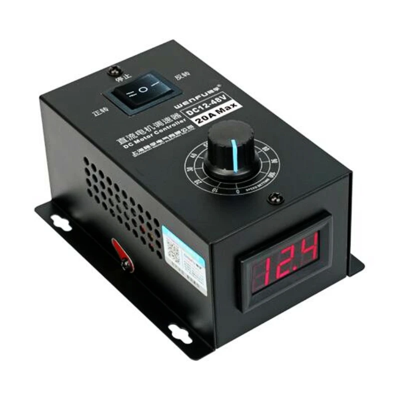 Digital Display 0~100% adjustable DC 12-48V 20A DC Motor Speed Controller PWM regulator 12V 24V 48V Reversible
Digital Display 0~100% adjustable DC 12-48V 20A DC Motor Speed Controller PWM regulator 12V 24V 48V Reversible