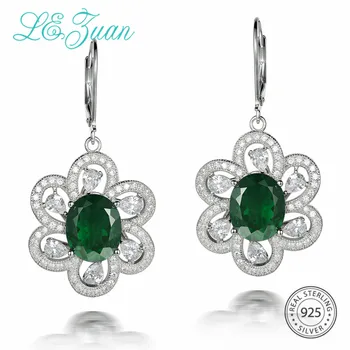 L&zuan 5.88ct Created Emerald Earrings in Real 925 Sterling Silver Clasp Earrings With White CZ Green Stone Floral Fine Jewelry 
L&zuan 5.88ct Created Emerald Earrings in Real 925 Sterling Silver Clasp Earrings With White CZ Green Stone Floral Fine Jewelry