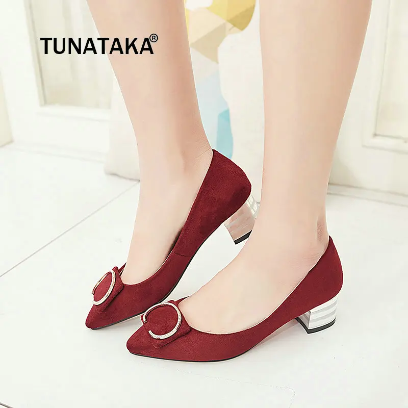 Faux Suede Comfortable Square Heel Slip On Lazy Shoes Fashion Pointed Toe Bucke Dress Pumps Black Green Wine Red
Faux Suede Comfortable Square Heel Slip On Lazy Shoes Fashion Pointed Toe Bucke Dress Pumps Black Green Wine Red