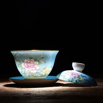 Jingdezhen ceramic cover bowl Hand-painted teacup Travel portable tea set Household drinking utensils WSHYUFEI
Jingdezhen ceramic cover bowl Hand-painted teacup Travel portable tea set Household drinking utensils WSHYUFEI
