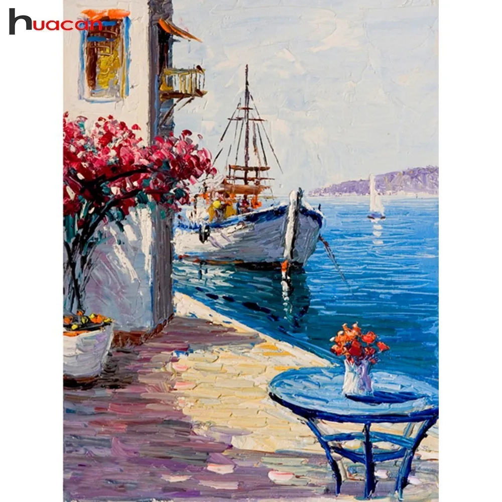 HUACAN Diamond Mosaic Landscape Full Drill Diamond Paintings Scenic Diamond Embroidery Cross Stitch Boat Picture Of Rhinestones
HUACAN Diamond Mosaic Landscape Full Drill Diamond Paintings Scenic Diamond Embroidery Cross Stitch Boat Picture Of Rhinestones