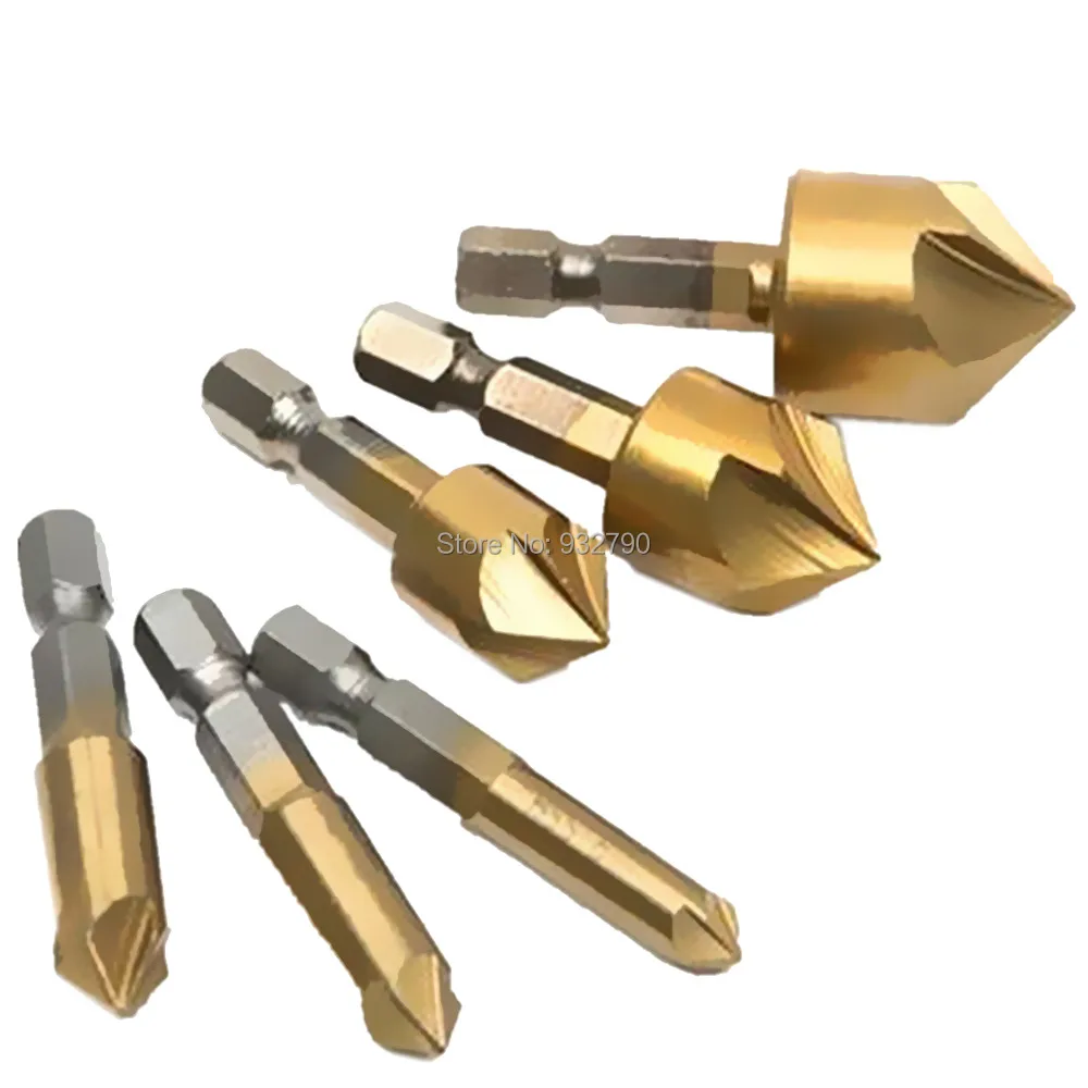 6pcs 1/4" Hex Shank Countersink Drill Bit 5 Flute 90 Degree Counter Sinks Metric 6mm-19mm Chamfer Cutter Woodworking Drill Bit
6pcs 1/4" Hex Shank Countersink Drill Bit 5 Flute 90 Degree Counter Sinks Metric 6mm-19mm Chamfer Cutter Woodworking Drill Bit