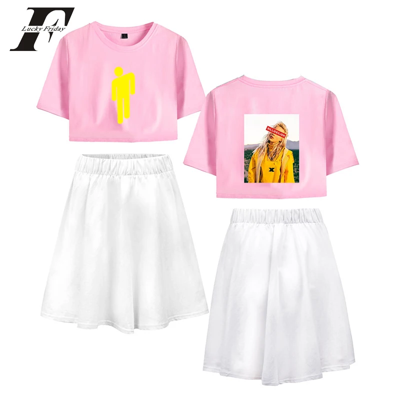 Billie Eilish printed Summer pop two piece set women Sexy Short Skirt And crop top T-shirts Clothes hit hop 2 piece set women
Billie Eilish printed Summer pop two piece set women Sexy Short Skirt And crop top T-shirts Clothes hit hop 2 piece set women