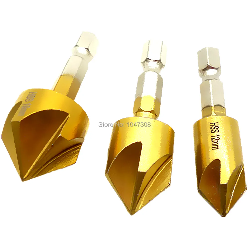 3pc Titanium Coated Countersink Drill Bit 1/4" Hex Set Wood Plastic Metal Power Drill Bits Woodworking 90 Degrees Chamfer Cutter
3pc Titanium Coated Countersink Drill Bit 1/4" Hex Set Wood Plastic Metal Power Drill Bits Woodworking 90 Degrees Chamfer Cutter