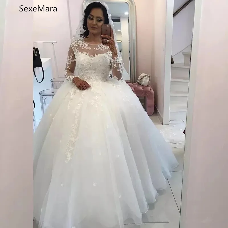 Ball Gown Long Sleeve Lace Top Luxury Wedding Dresses mariage Custom Made Wedding Gowns White Ivory
Ball Gown Long Sleeve Lace Top Luxury Wedding Dresses mariage Custom Made Wedding Gowns White Ivory