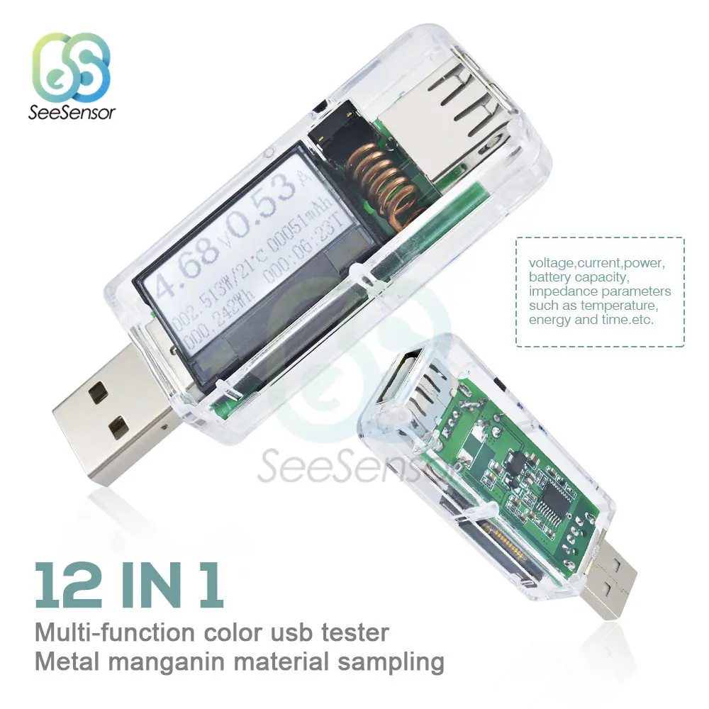 12 in 1 Digital USB Voltmeter Tester LCD Display DC Current Meters Capacity Tester Voltmeter Ammeter Voltage Detector
12 in 1 Digital USB Voltmeter Tester LCD Display DC Current Meters Capacity Tester Voltmeter Ammeter Voltage Detector