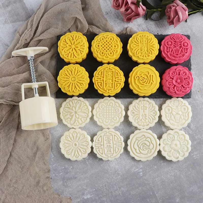 75g Round Odorless Plastic Mooncake Mold Set Kitchen Baking Pastry Tools Mid-Autumn Festival Cake Plungers With 8 White Stamps
75g Round Odorless Plastic Mooncake Mold Set Kitchen Baking Pastry Tools Mid-Autumn Festival Cake Plungers With 8 White Stamps