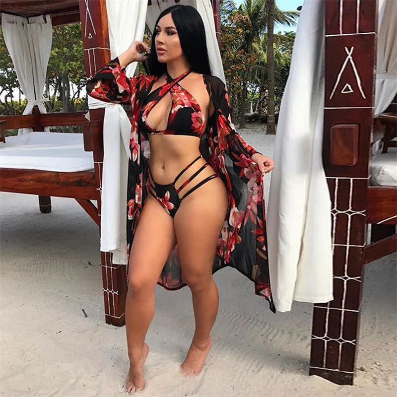 3Pcs Women Bikini Set Floral Printed Swimwear+Bikinis Cover Up Cardigan Beach Bathing Suit Dress+ Swimsuit Maillot De Bain Femme
3Pcs Women Bikini Set Floral Printed Swimwear+Bikinis Cover Up Cardigan Beach Bathing Suit Dress+ Swimsuit Maillot De Bain Femme