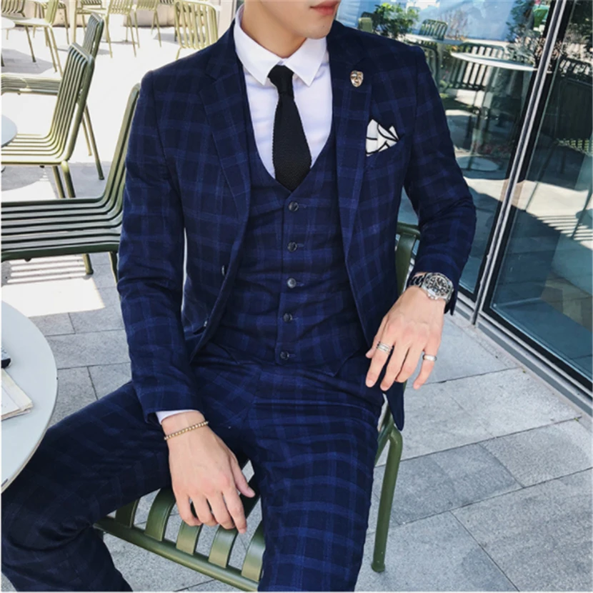 Classic Men Formal Suits , Business Banquet Men Suit Jacket + Vest + Pants Size XXXL 4XL Plaid Suits Men High Quality
Classic Men Formal Suits , Business Banquet Men Suit Jacket + Vest + Pants Size XXXL 4XL Plaid Suits Men High Quality