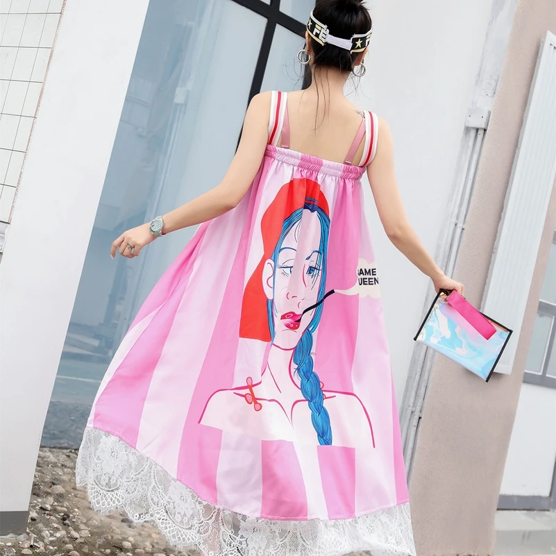 SexeMara fashion The New Loose Cartoon printing stripe Sling dress Free shipping
SexeMara fashion The New Loose Cartoon printing stripe Sling dress Free shipping