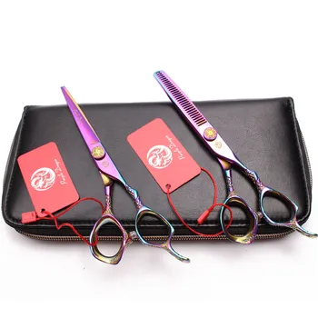 2Pcs 5.5" 6" 440C Purple Dragon Dog Scossors Straight Scissors Thinninng Shears Pets Shears Professional Grooming Scissors Z9001
2Pcs 5.5" 6" 440C Purple Dragon Dog Scossors Straight Scissors Thinninng Shears Pets Shears Professional Grooming Scissors Z9001