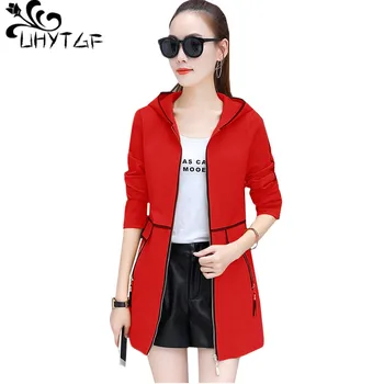 UHYTGF M-3XL New Casual spring Autumn ladies Coat Medium long hooded Slim Female jacket Fashion Thin Windbreaker Outerwear 141
UHYTGF M-3XL New Casual spring Autumn ladies Coat Medium long hooded Slim Female jacket Fashion Thin Windbreaker Outerwear 141