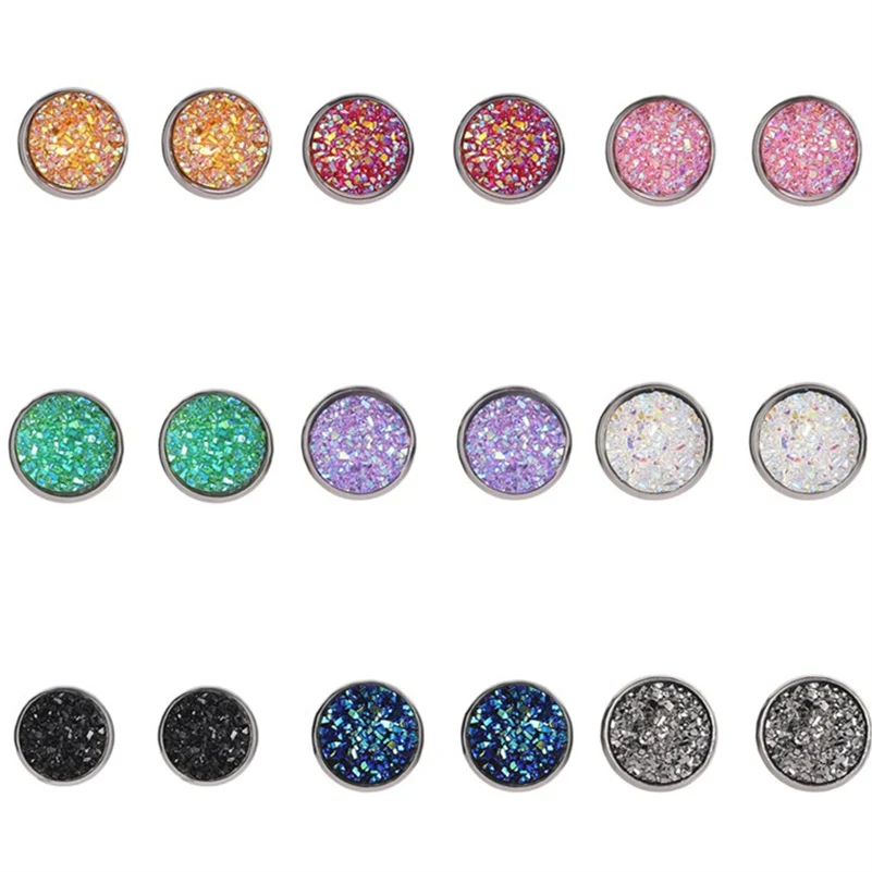 Multi Color Round Dark Blue Black Violet White Red Rough Druzy Drusy Stone Bead Charm Silver Color Metal Stud Earrings For Women
Multi Color Round Dark Blue Black Violet White Red Rough Druzy Drusy Stone Bead Charm Silver Color Metal Stud Earrings For Women