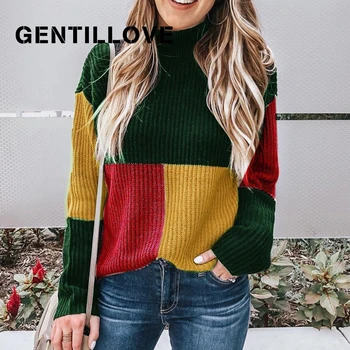 Gentillove Autumn Women Long Sleeve Patchwork Sweater Turtleneck Knitted Loose Pullover Casual Sweaters 2019 New Fashion Winter
Gentillove Autumn Women Long Sleeve Patchwork Sweater Turtleneck Knitted Loose Pullover Casual Sweaters 2019 New Fashion Winter