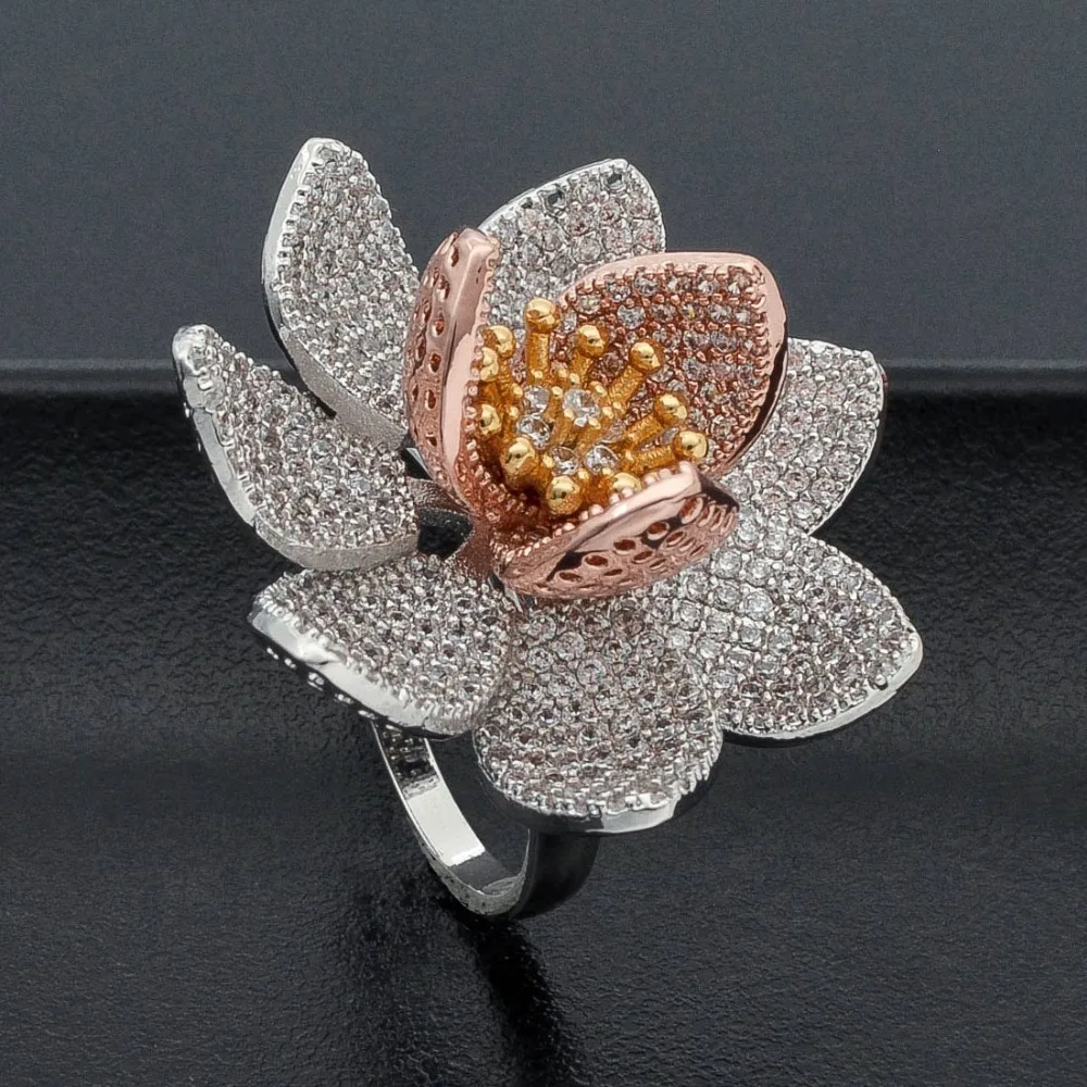 Luxury Flower Super AAA Cubic Zirconia 3 Tone Color Ring For Dubai Women Engagement Wedding Engagement Dress Jewelry
Luxury Flower Super AAA Cubic Zirconia 3 Tone Color Ring For Dubai Women Engagement Wedding Engagement Dress Jewelry