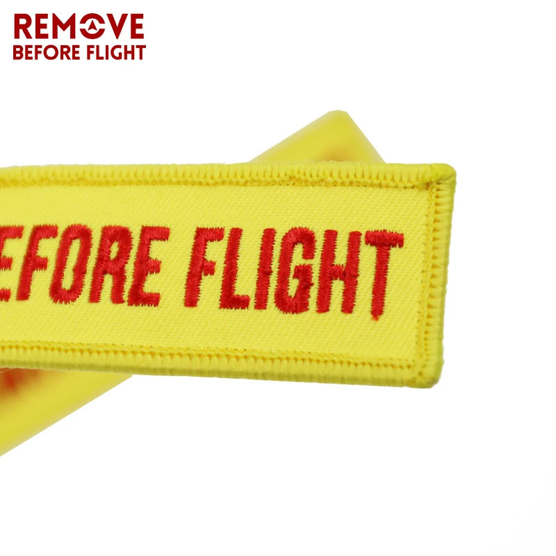 Fashion Jewelry Remove Before Flight Key Chains Fobs Jewelry Yellow OEM Key Chains Embroidery Aviation Gifts Chaveiro Masculino (9)